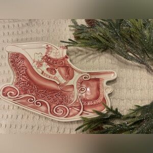 “Noble Excellence” Rare Holiday Red Sleigh Platter
